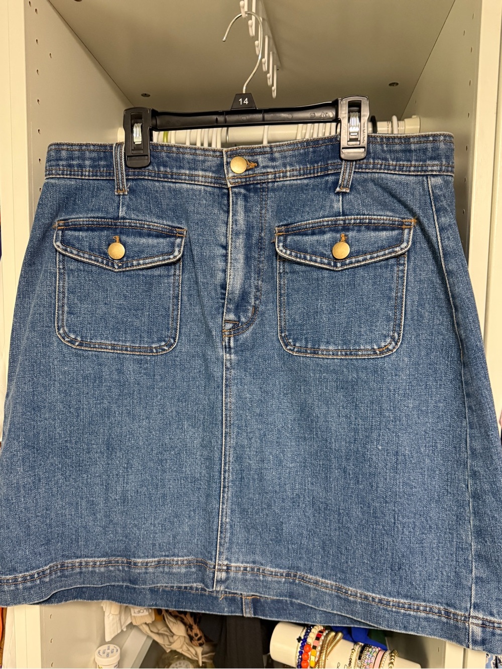 Draper James Classic Blue Denim Pocket A-Line Skirt